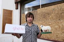 Lee Wood outside the salon 