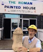 History: Archaeologist Brian Philp with part of a Roman altar discovered in Dover  DOSC160710Roman